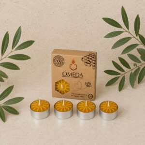Бутикови чаени свещи от 100% пчелен восък – Слънце – 4 бр.